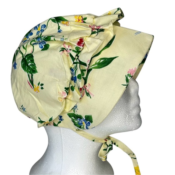 PLUM PUDDING Girls Size M‎ Vintage Yellow Floral Flowers Spring Sun Hat Bonnet. - Picture 9 of 9